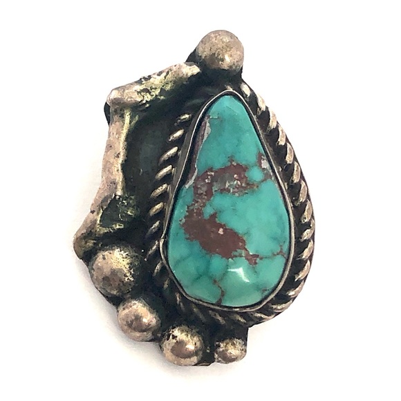 Vintage Genuine Turquoise Sterling Silver Pendant